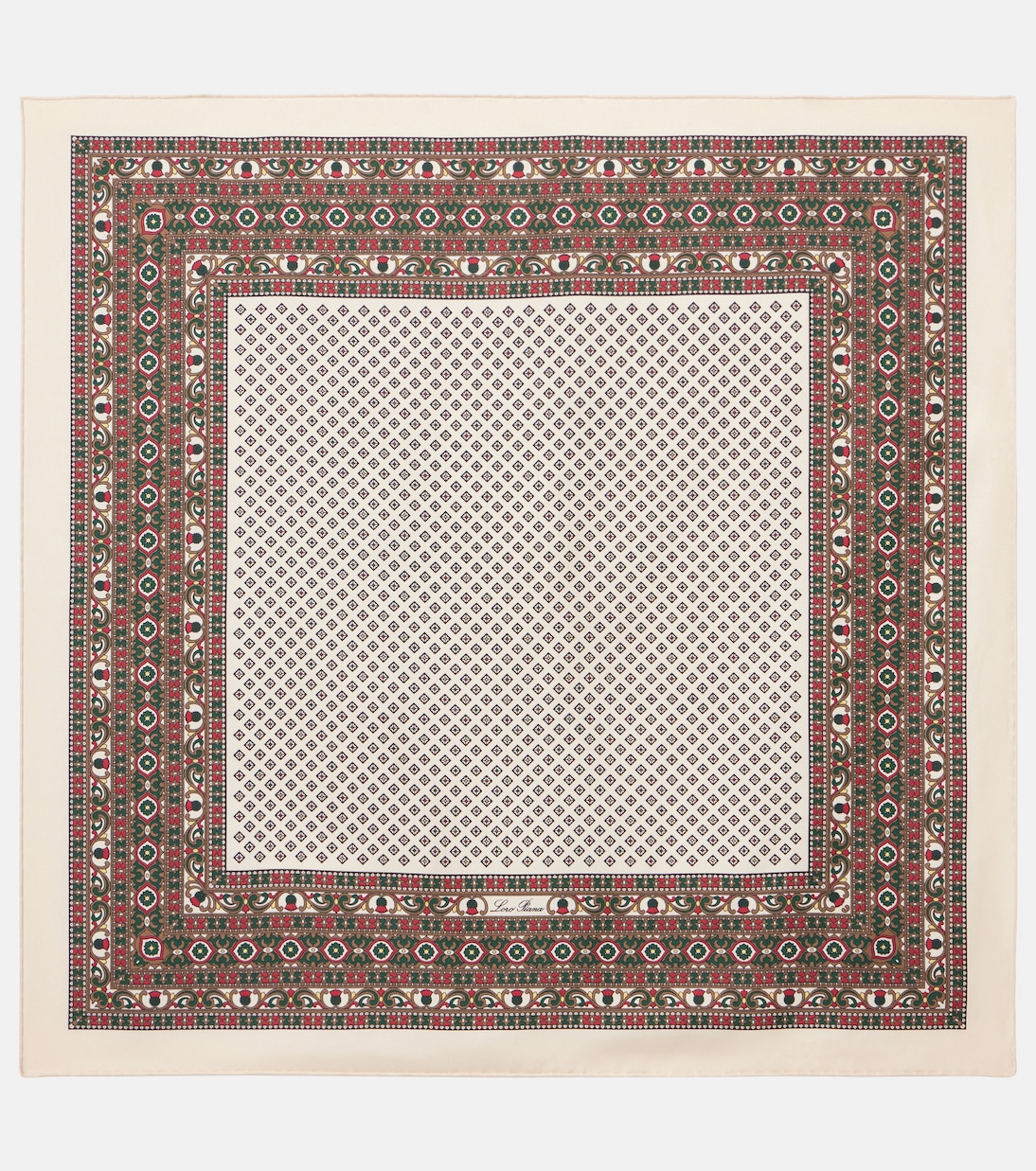 

Шелковый платок с принтом Loro Piana, Ivory Green Red