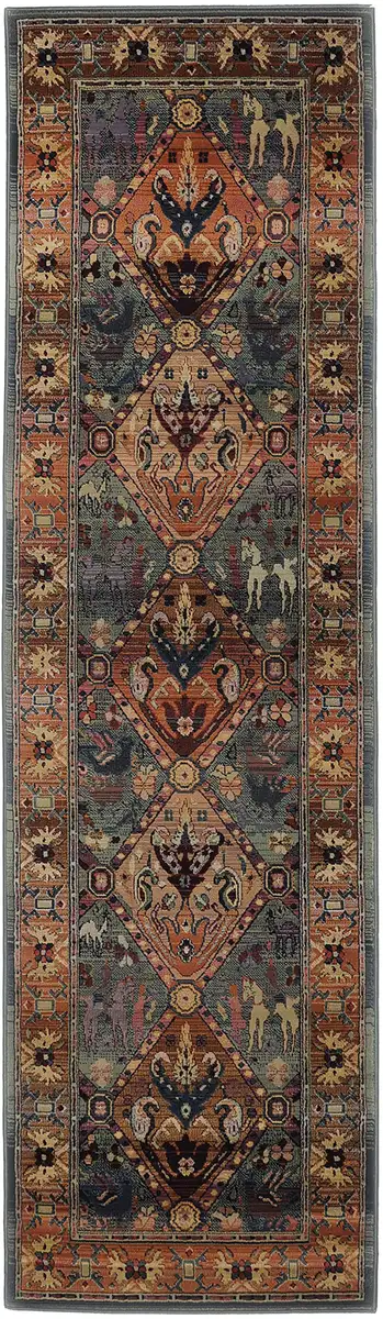 

THEKO дорожка "Gabiro 13", прямоугольная, ковровая дорожка, тканая, в восточном стиле, идеально подходит для прихожих и спален 80х400 см, зеленый