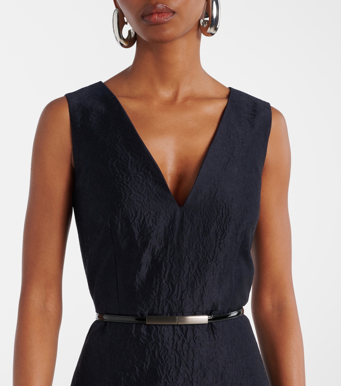 Лионское платье миди из хлопка и шелка с эффектом клоке Max Mara, Blu Notte — фото 4