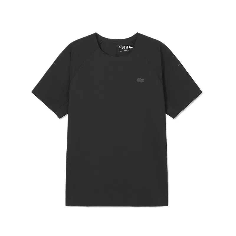Футболка мужская Lacoste 031/черный, с круглым вырезом, приталенная
