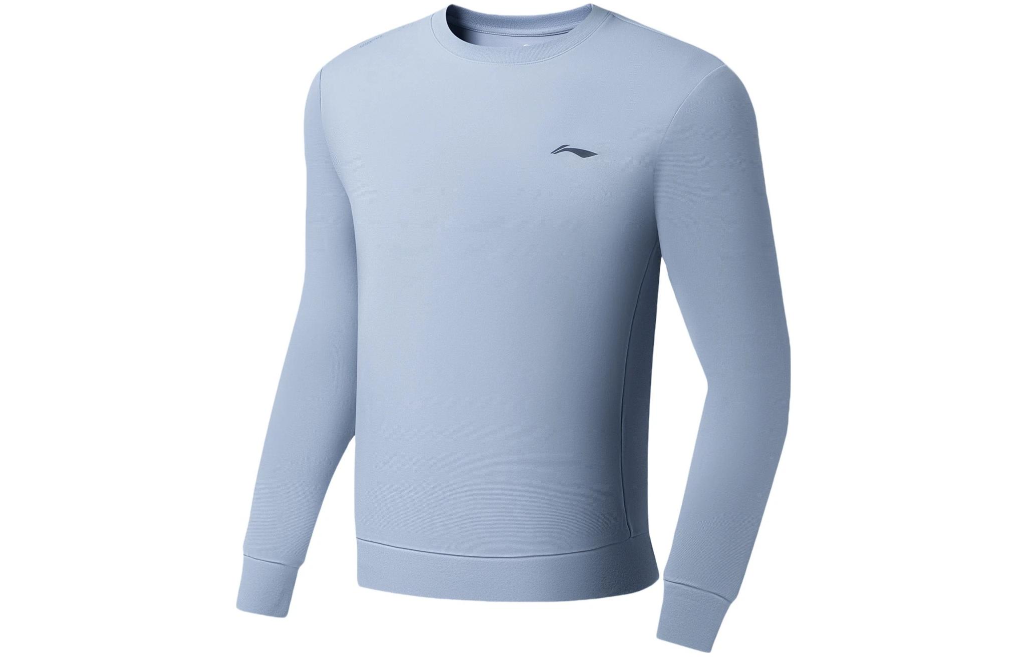 

LINING Толстовка Fitness Series мужская мягкий серо-голубой, Синий, LINING Толстовка Fitness Series мужская мягкий серо-голубой