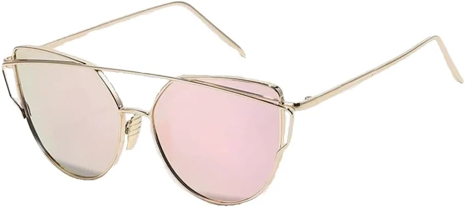 

Солнцезащитные очки Audrey в форме «кошачий глаз» золотистого цвета с яркими розовыми зеркальными линзами: эффектные очки для женщин Fashion Culture, Pink