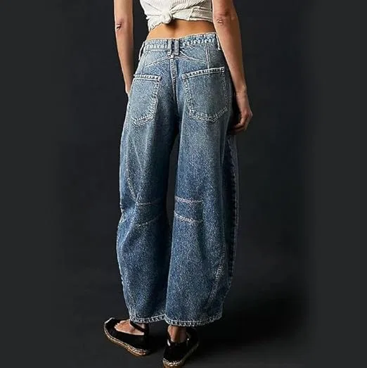 Джинсы с цветочным принтом Barrel Jeans, Blue — фото 2