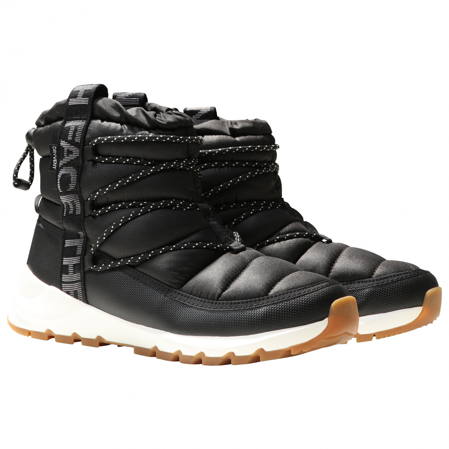 Женские зимние ботинки The North Face Thermoball стеганые на шнуровке, черный