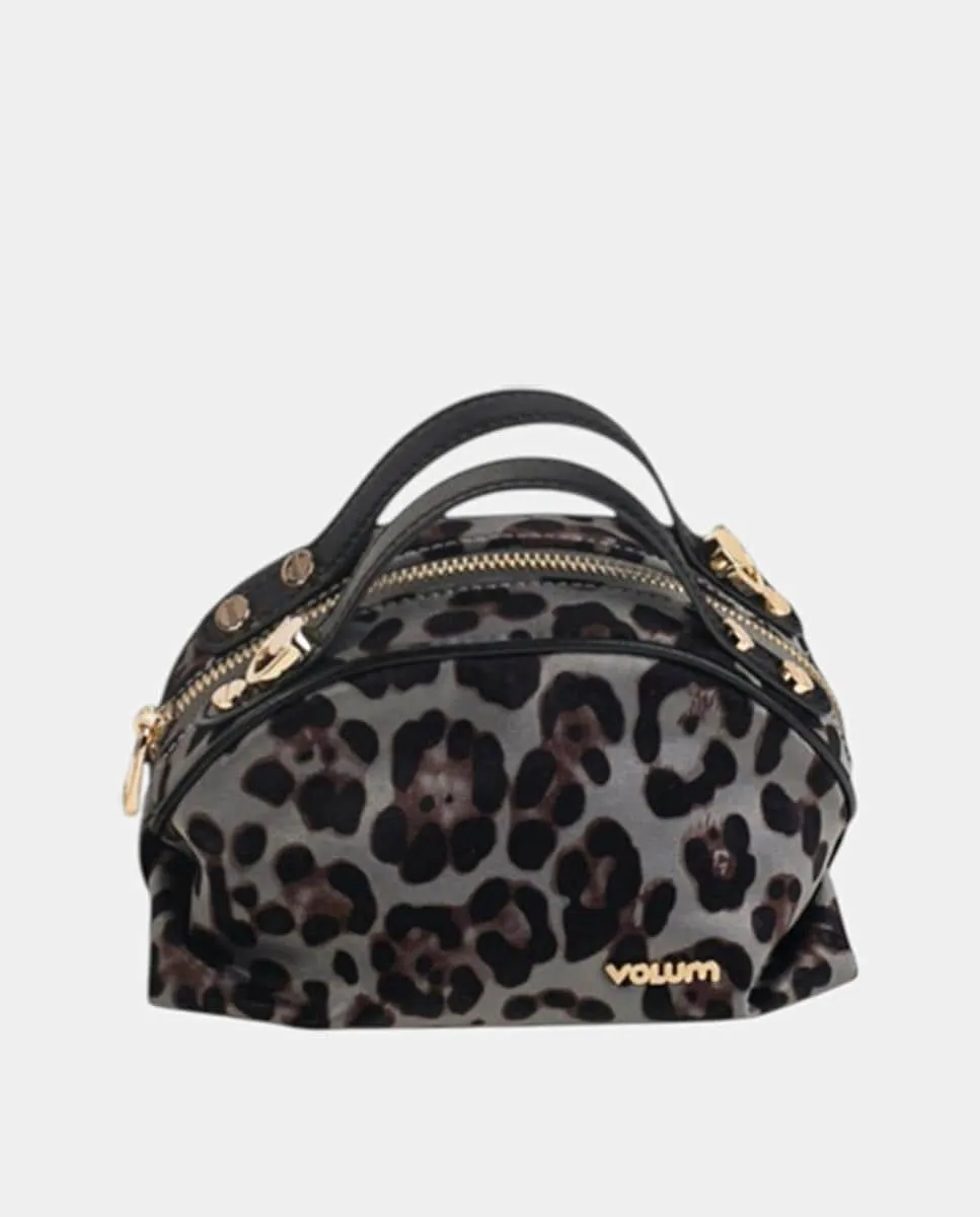 

Сумка с леопардовым принтом и металлической молнией Volum, серый