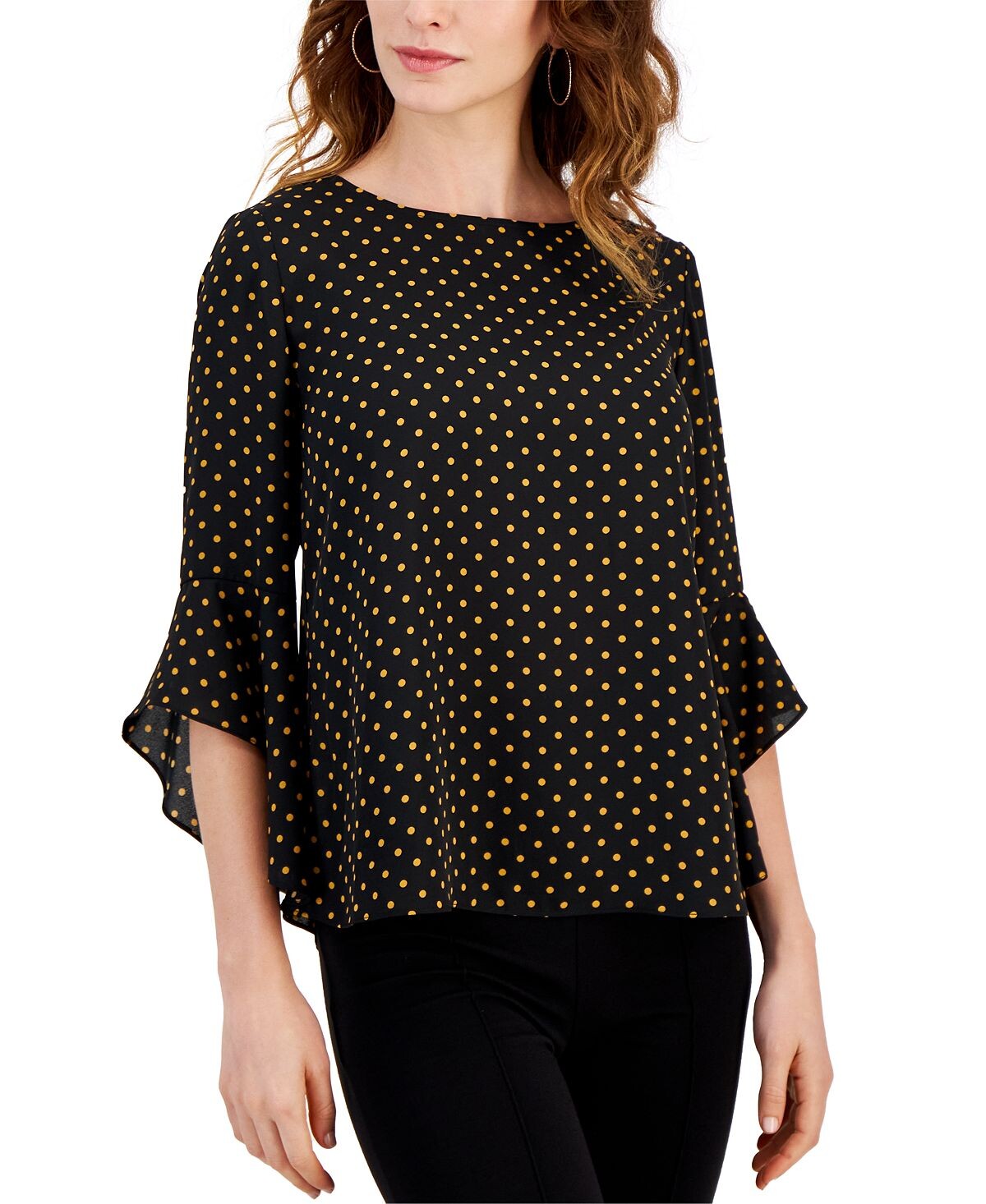 

Женская блузка с рюшами и рукавами 3/4 с принтом Kasper