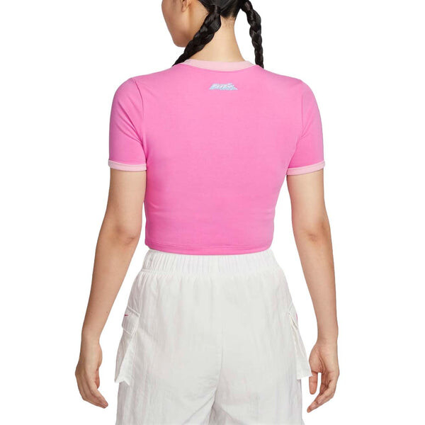 Футболка sportswear graphic slim crop t-shirt asia sizing 'pink' Nike, розовый — фото 2