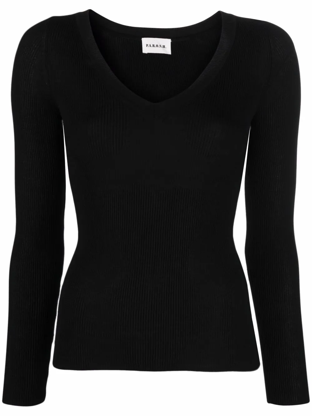 

Топ тонкой вязки с V-образным вырезом P.A.R.O.S.H., черный