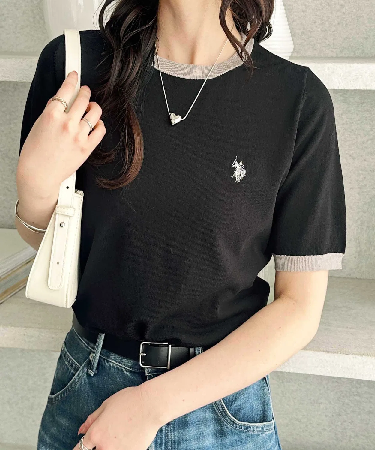 Джемпер U.S. POLO ASSN. с цветовым блоком, серый — фото 3