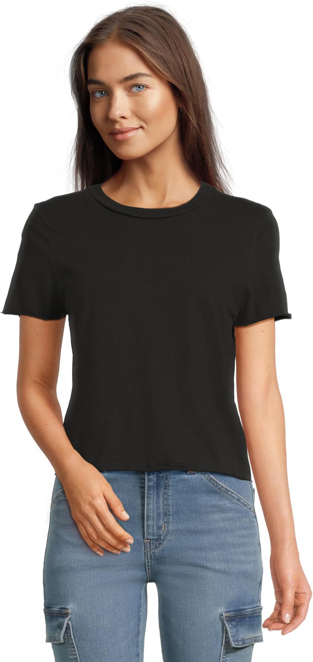 

Футболка Michael Stars Jackie Raw Edge Crew Neck Tee, Black