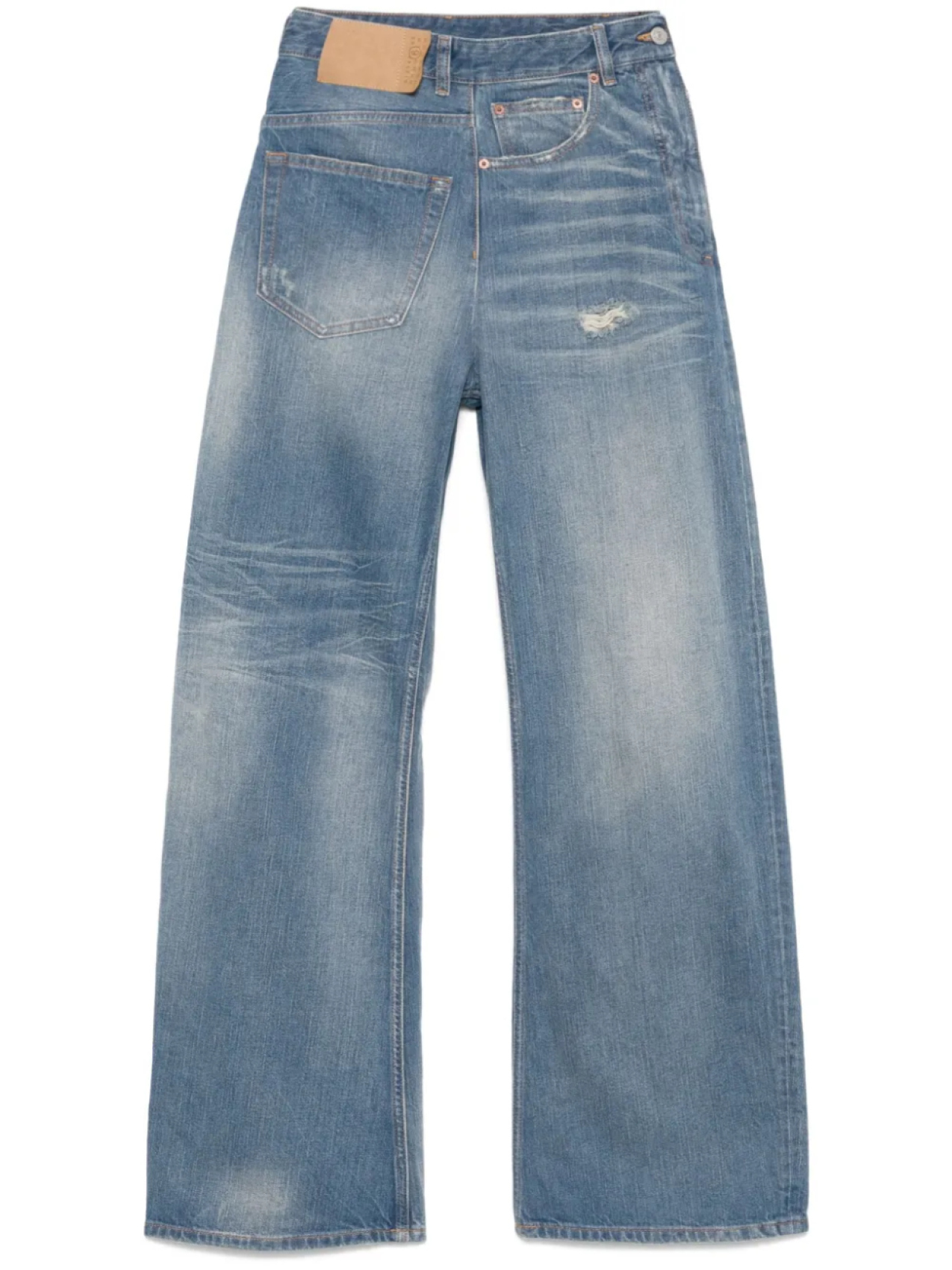 

MM6 Maison Margiela джинсы с драпировкой, синий
