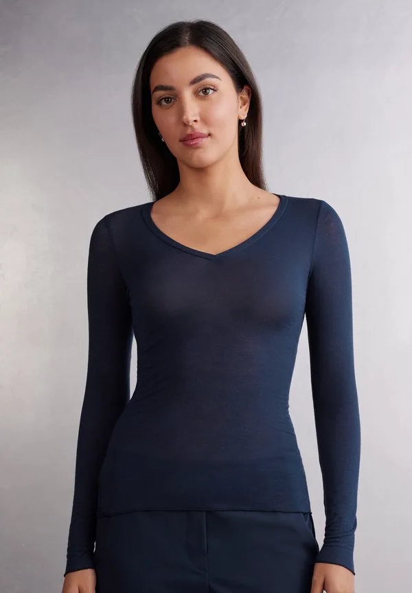 

Сверхлегкая футболка с длинными рукавами Intimissimi, Intense Blue, Синий, Сверхлегкая футболка с длинными рукавами Intimissimi, Intense Blue