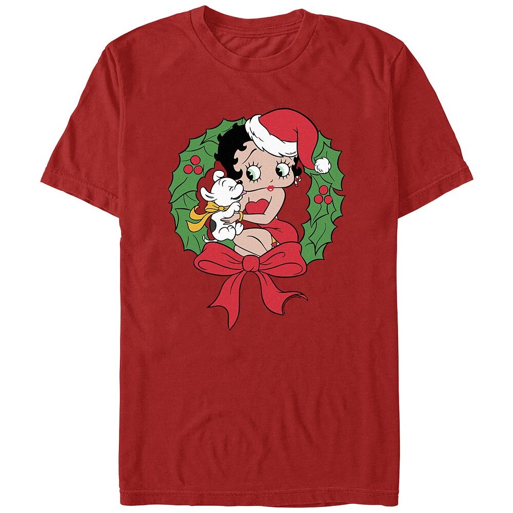 

Мужская футболка Betty Boop с рисунком рождественского венка Licensed Character, красный
