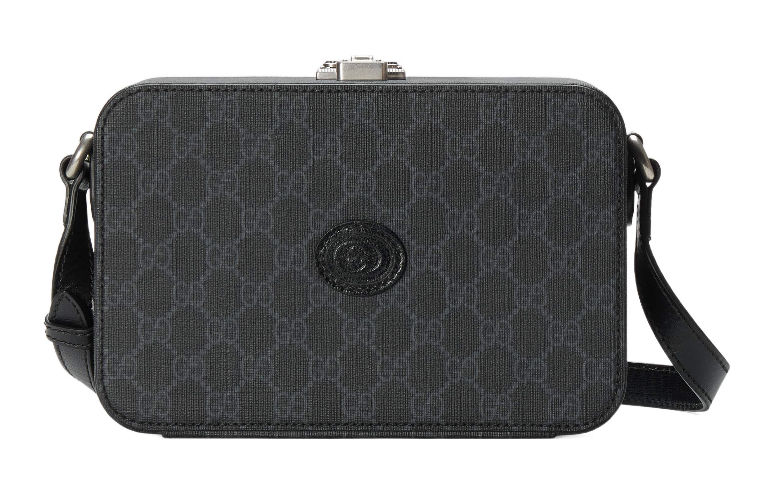 

Сумка-мессенджер из холста с кожаными деталями, наплечная сумка, кросс-боди мужская черная GUCCI