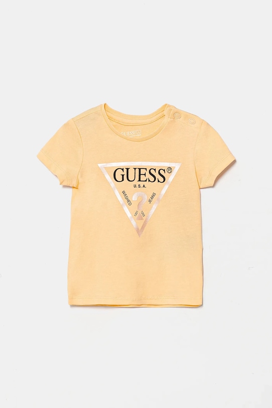 

Детская хлопковая футболка Guess, оранжевый