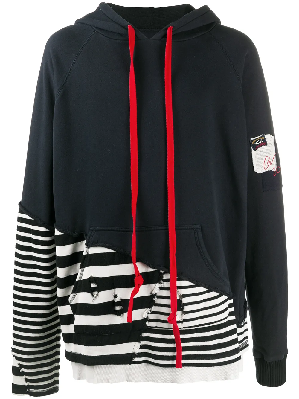 

Полосатое худи в технике пэчворк Greg Lauren X Paul & Shark, синий