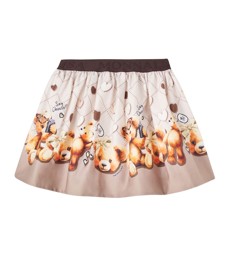 

Печатная юбка из хлопковой смеси Monnalisa, Panna+Marrone