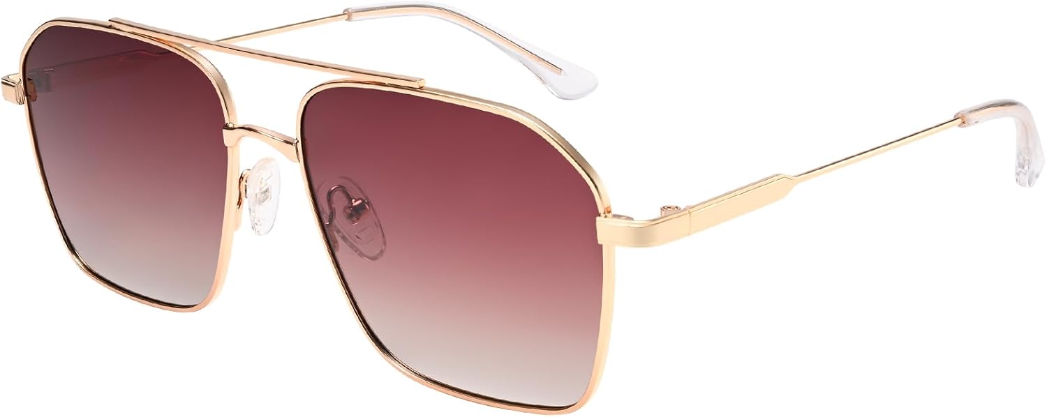 

Солнцезащитные очки Dollger Retro Oversized Square для женщин и мужчин, классические очки-авиаторы с двойной перемычкой и металлической оправой, модель 2025 года, Gold Frame Brown Lens