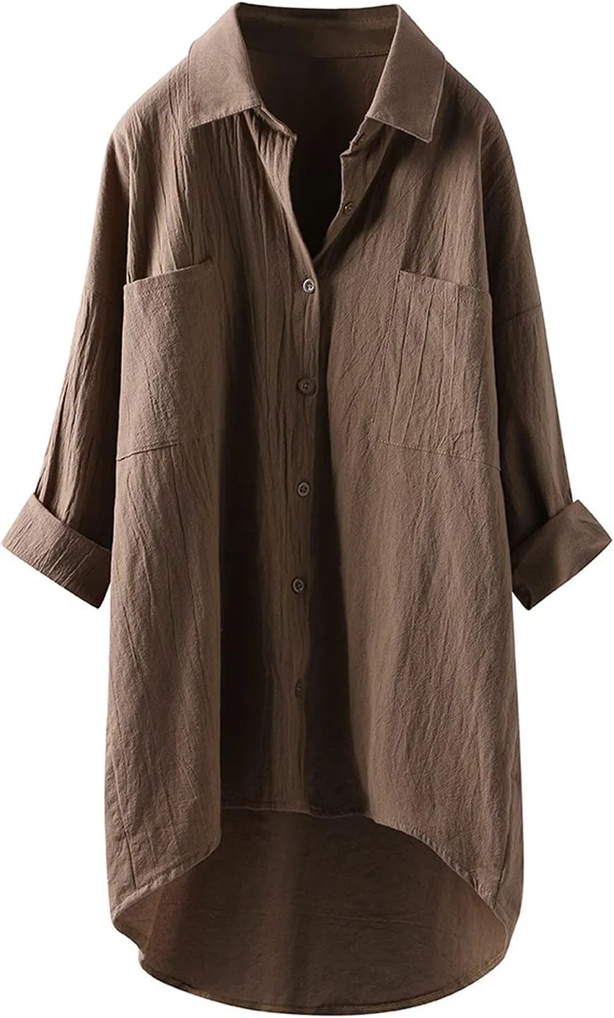 Блуза, свободная, с воротником, женская, Khaki
