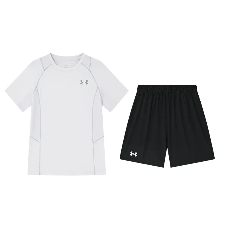 Повседневная спортивная одежда для подростков Under Armour, Black Short-Sleeved Shirt+Black Shorts — фото 3