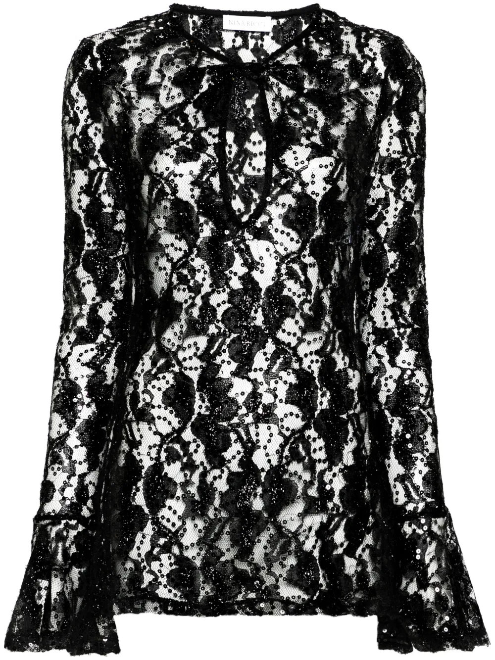 

Кружевной топ с пайетками Nina Ricci, черный
