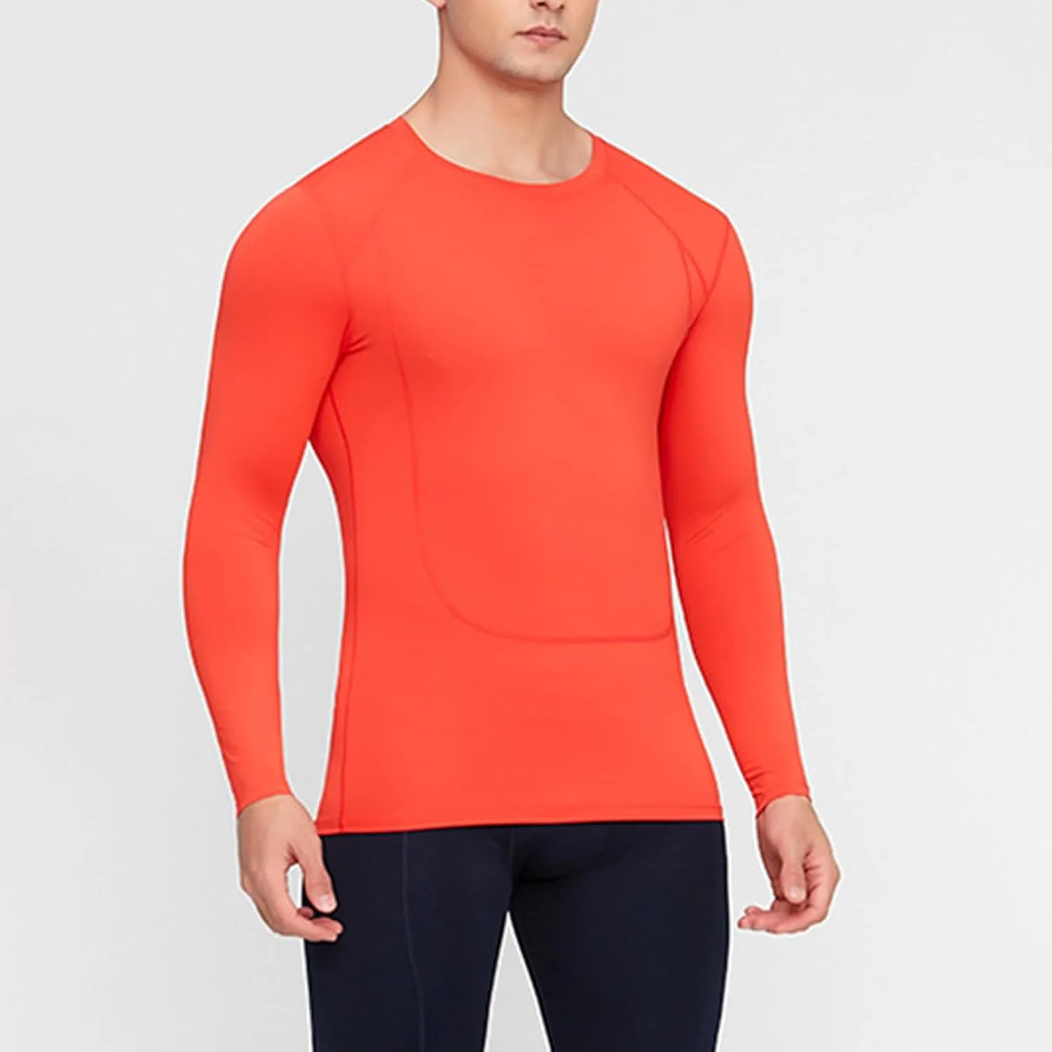 Футболка с длинным рукавом и круглым вырезом для мужчин, Slim Fit — фото 2