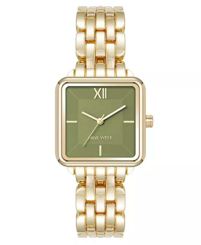 

Женские часы Quartz Square с оливковым циферблатом и позолоченным металлическим сплавом, 29 мм Anne Klein