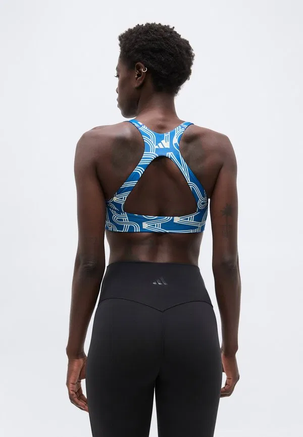 Спортивный бюстгальтер Adidas x farm rio optime средней поддержки Adidas Performance, Dark Marine/Talc/Cream White — фото 3