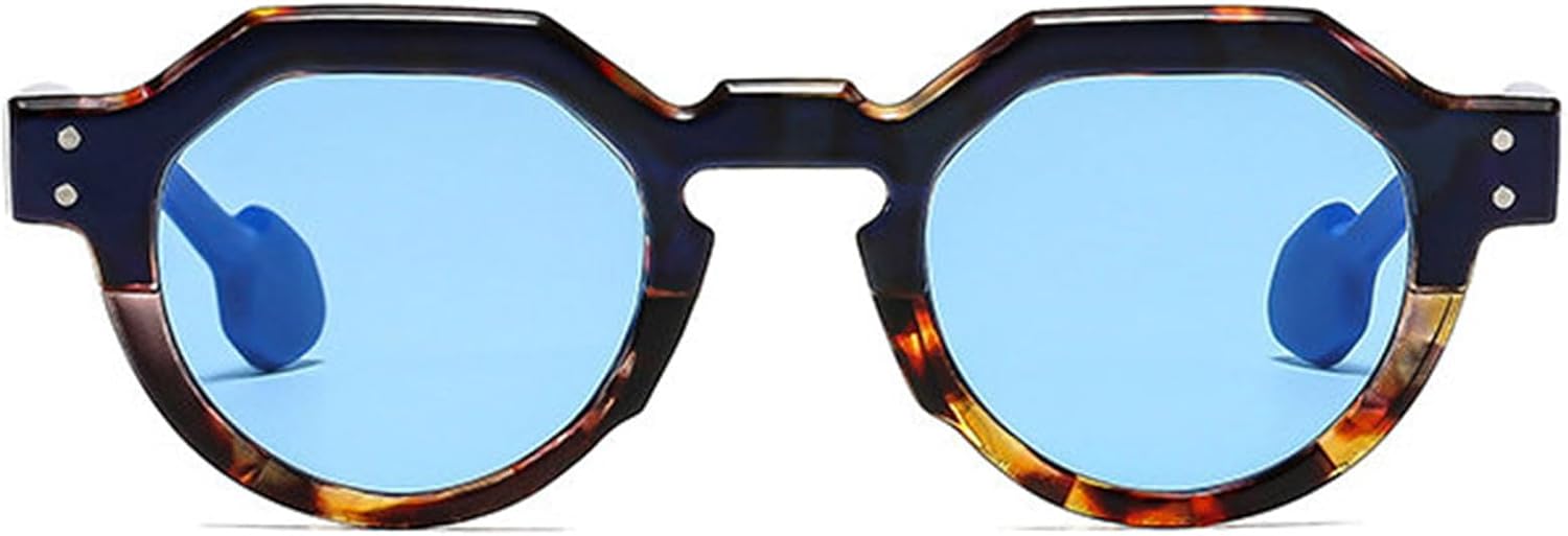 

Солнцезащитные очки Willochra Retro Small Round Punk для женщин, модные градиентные очки с защитой от УФ-излучения UV400 для мужчин, с заклепками, зеленые многоугольные солнцезащитные очки, C6