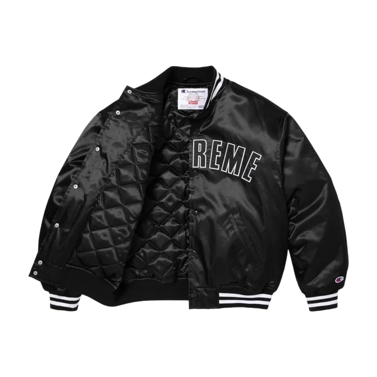 Куртка-бомбер Supreme x Champion SS26 из атласа, черная, SUP-SS26-170-BLK — фото 2