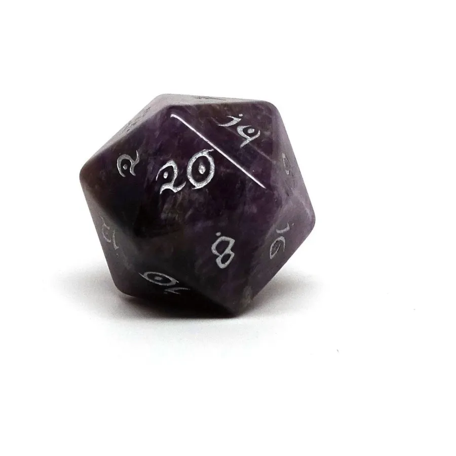 

Шрифт d20 Elvenkind — аметист с серебром, Dice - Gemstone D20's