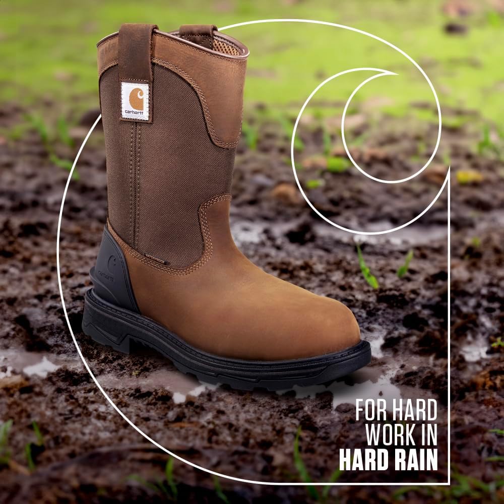 Carhartt Ironwood водонепроницаемые рабочие ботинки для мужчин - 11-дюймовые веллингтоны из масляной кожи с противоскользящей подошвой и защитой от электростатического разряда, Brown — фото 2