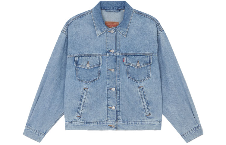 Levis Джинсовая куртка свободного кроя женская голубая, Blue — фото 3