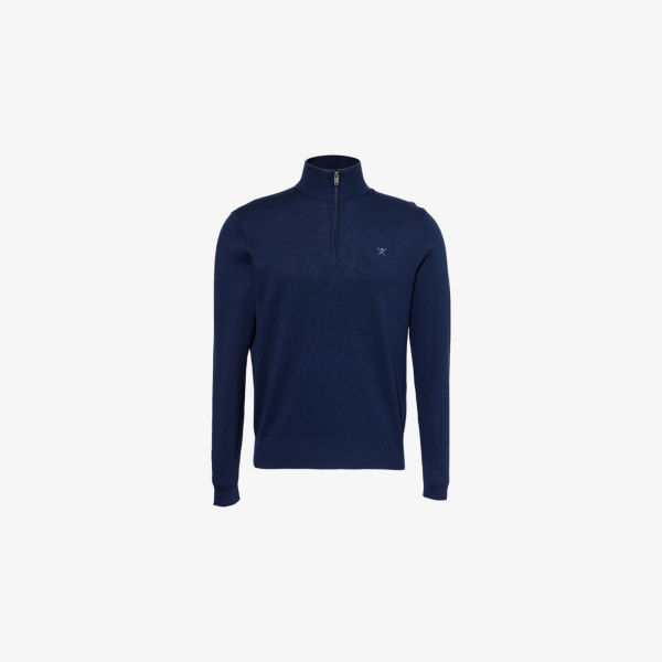 

Полуворотниковая хлопковая и шёлковая джемпер Regular Fit Hackett, синий