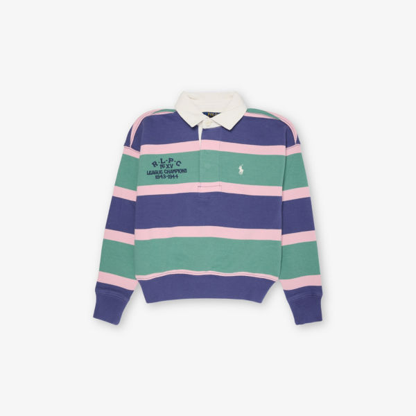

Детский хлопковый свитшот с полосками и вышитым логотипом бренда Polo Ralph Lauren, мультиколор