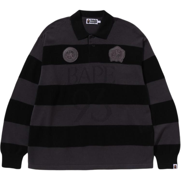 

A BATHING APE Футболка Bape Jacquard Multilogo Stripe Relaxed Fit с длинным рукавом