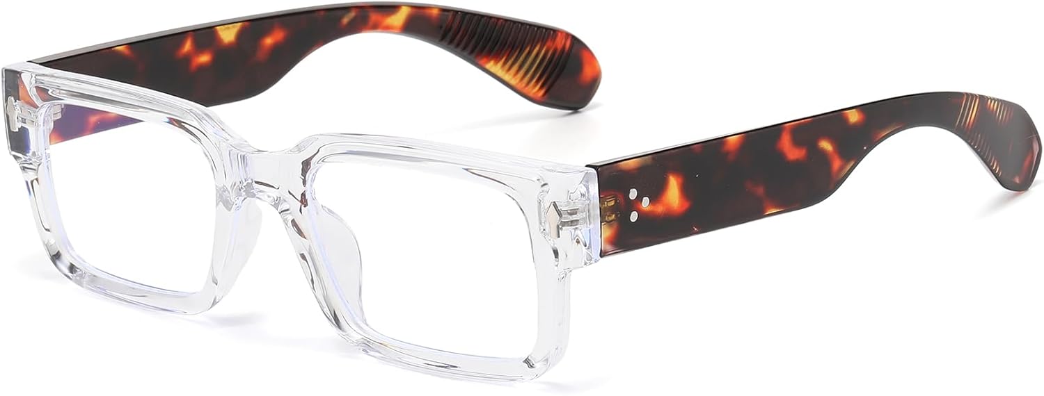 

Солнцезащитные очки EYLRIM в квадратной оправе для женщин и мужчин, модные массивные прямоугольные солнцезащитные очки черного цвета с защитой от УФ-излучения UV400, A91 Transparent Leopard Leg/Anti-blue Lens