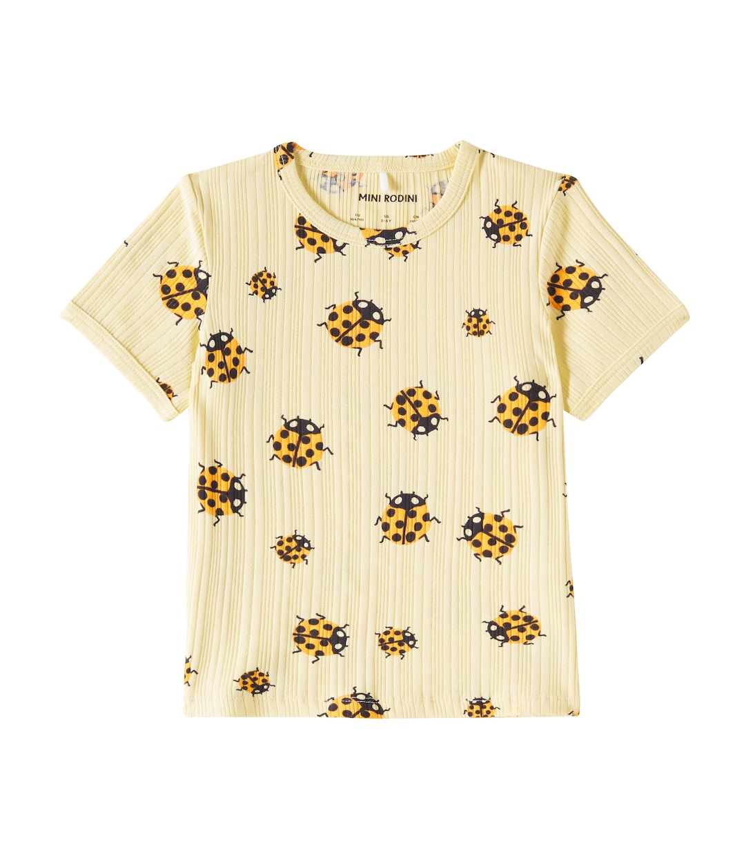 

Футболка из хлопкового джерси с изображением божьих коровок Mini Rodini, желтый