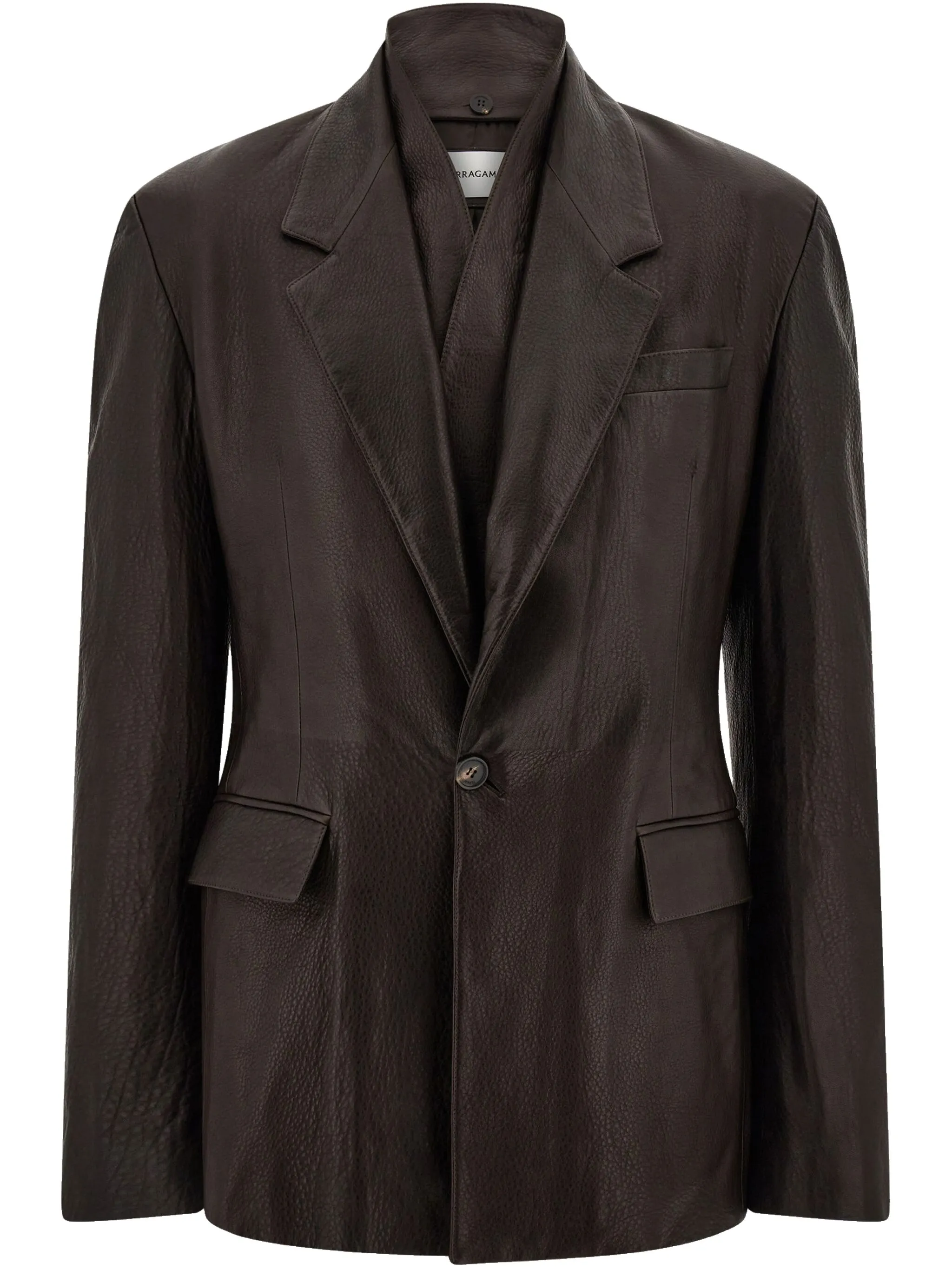 

Кожаный пиджак Ferragamo, коричневый