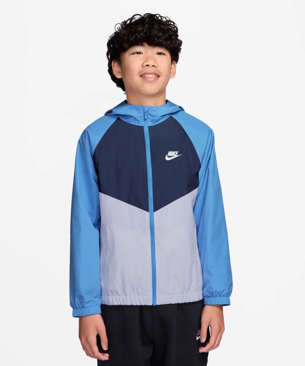 Детская куртка Nike YTH NSW RPL WR с капюшоном, водоотталкивающая, синяя
