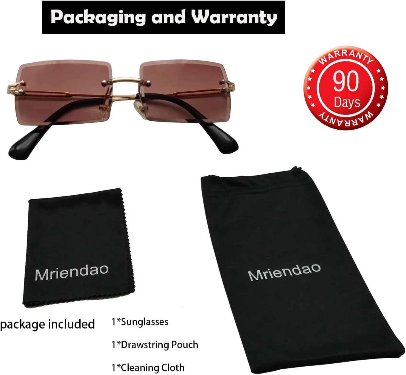 

Прямоугольные солнцезащитные очки для женщин и мужчин, модные ретро-очки без оправы с тонированными линзами, стильные солнцезащитные очки 2025 года Mriendao, Brown