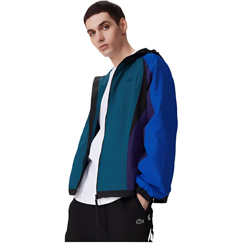 LACOSTE Куртка мужская зеленая синяя фиолетовая черная разноцветная, Green Blue Purple Black Multicolor — фото 3