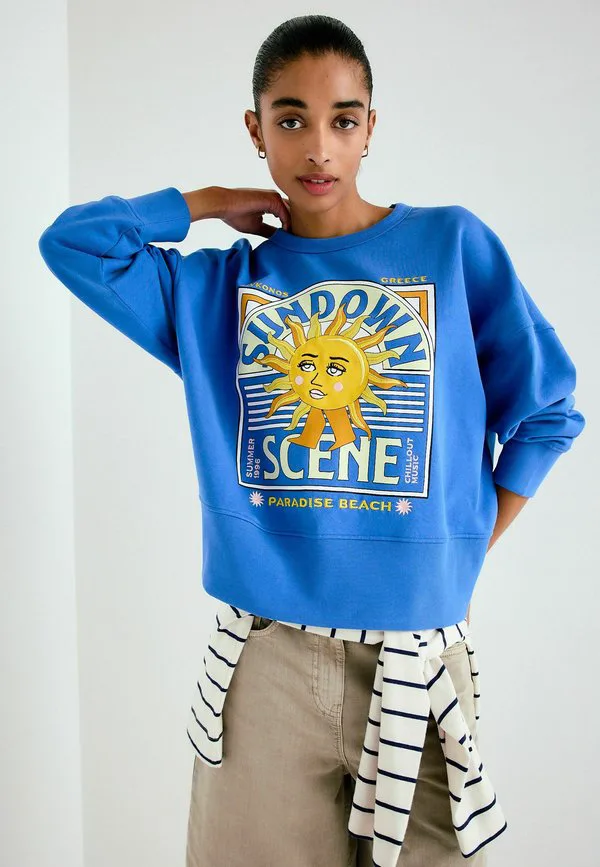 

Свитшот с графическим принтом и круглым вырезом, укороченный крой Next, Blue, Синий, Свитшот с графическим принтом и круглым вырезом, укороченный крой Next, Blue