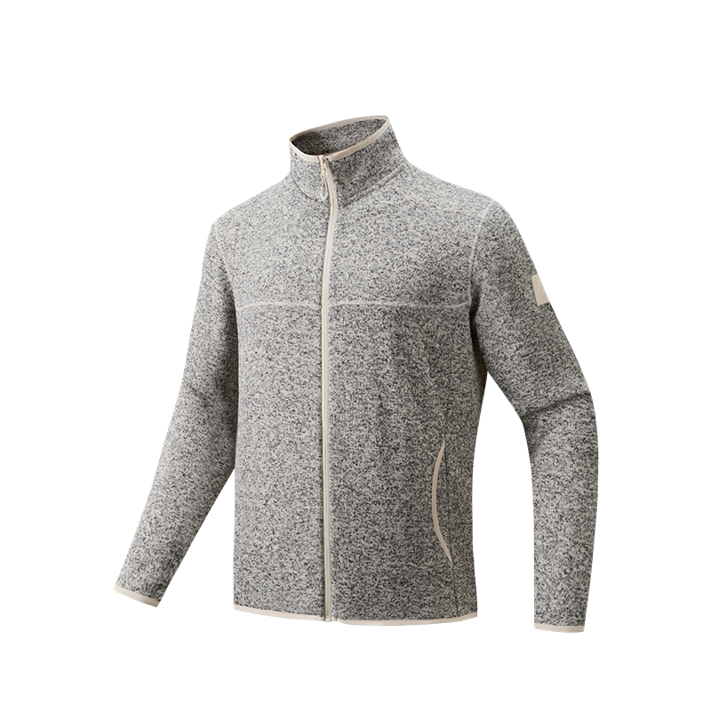 

ANTA Бархатная куртка мужская белая с серым меланжем, Fish Belly White Heather Gray-1