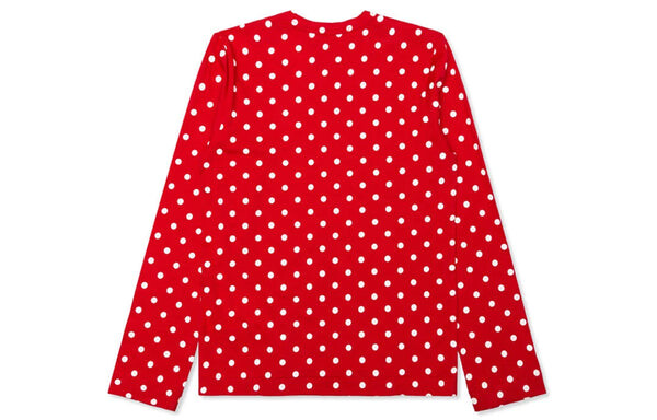 Футболка polka dot long sleeve tee 'red white' Comme Des Garcons Play, красный — фото 2