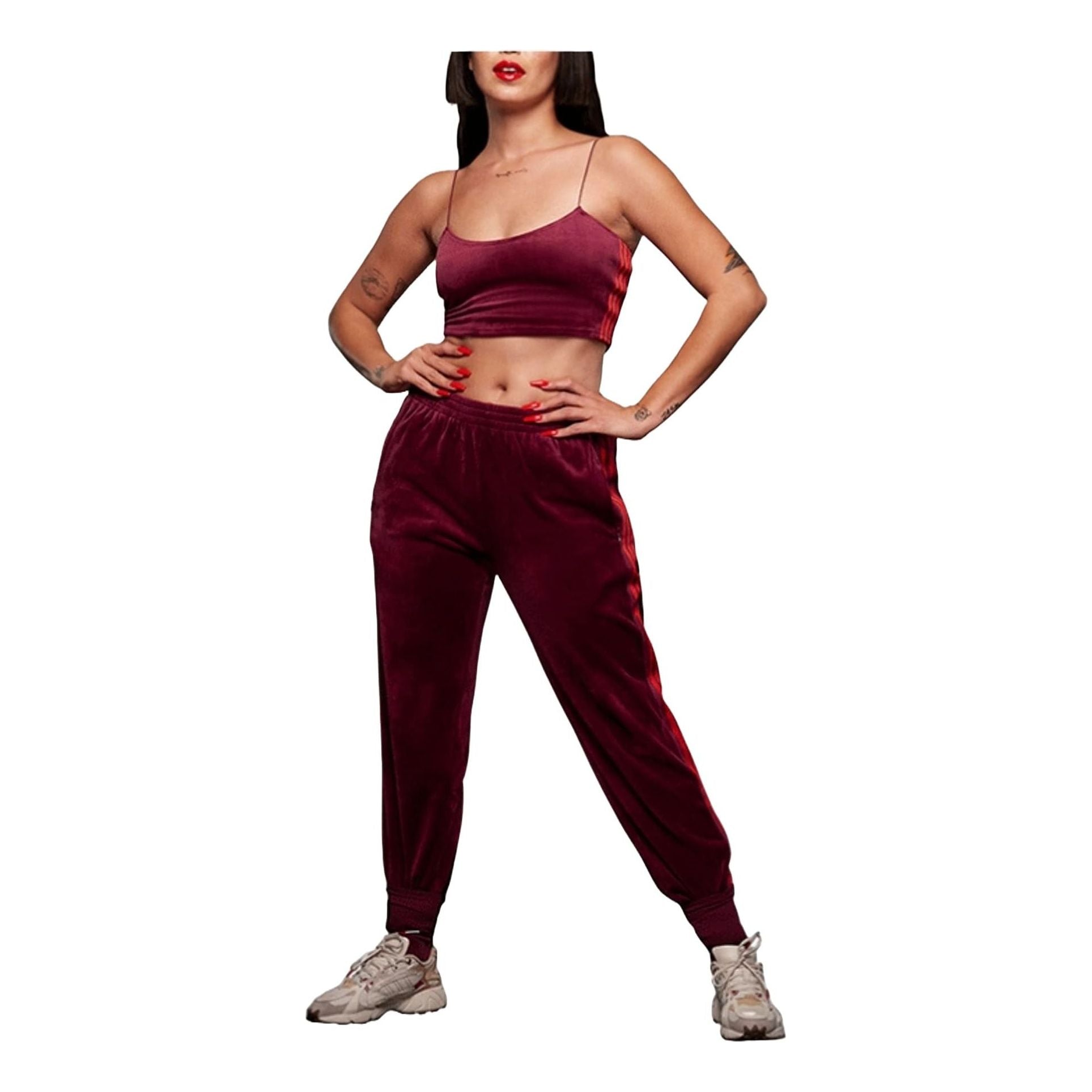 Бюстгальтер (WMNS) adidas x Ivy Park Velour Bra 'Burgundy'b — фото 3
