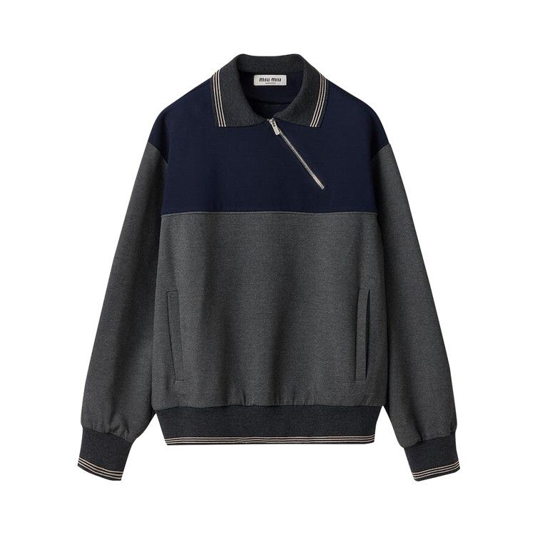 

Толстовка Miu Miu Zipper Sweatshirt, Anthracite/Grey Blue