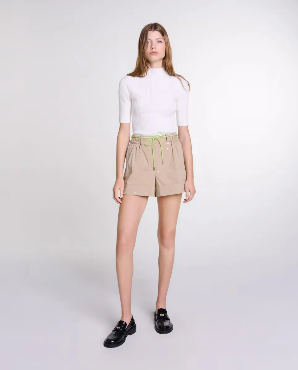 

Женские шорты с заклепками и резинкой на талии Maje, бежевый