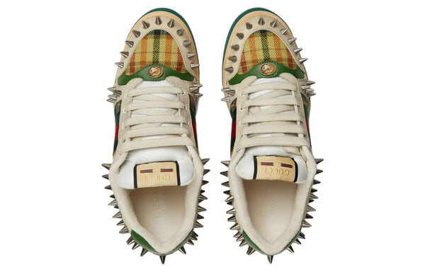 Кроссовки screener gg leather sneakers 'beige metallic silver green' Gucci, бежевый — фото 3
