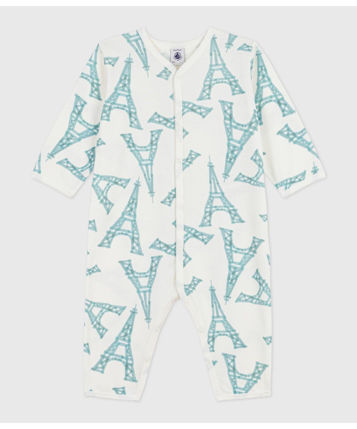 Комбинезон без штанин Petit Bateau, Off-white/Light green